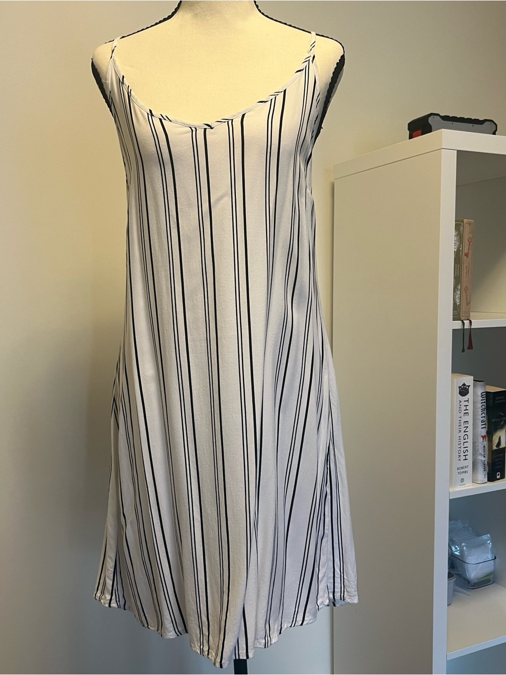 Black & White Vertical Stripe Mini Dress | Sleeveless Summer Dress | Casual